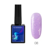 Жидкий Poly Gel TNL №08 лиловый с жемчужной поталью и шиммером (10 мл)