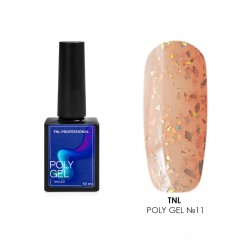 Жидкий Poly Gel TNL №11 кремовый с голографической поталью (10 мл)