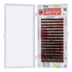 Коричневые ресницы Lash&amp;Go микс 0,07/M/7-14 mm "Латте" (16 линий)