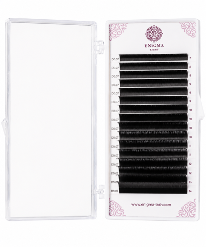 Черные ресницы Enigma light микс 0,10/М/6-13 mm (16 линий)