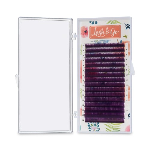 Омбре ресницы Lash&Go микс 0,10/D/7-14 mm "Фиолетовый" (16 линий)