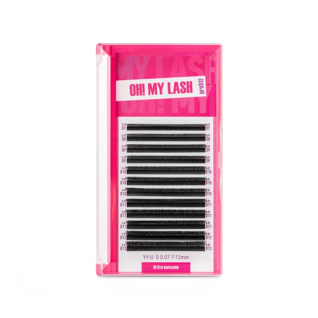Ресницы черные OH! MY LASH в пучках YY-U - 12 линий - MIX D 0.07 7-12мм