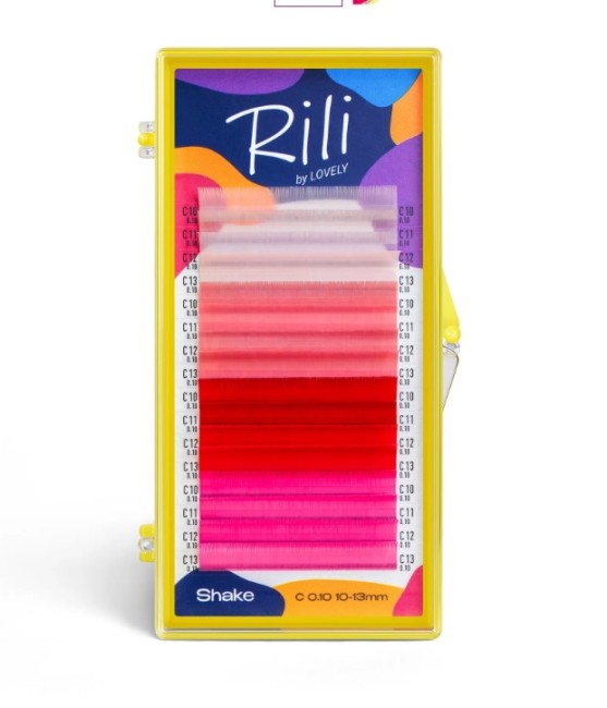 Ресницы цветные Rili Shake Coral - 16 линий - MIX L 0.10 10-13 мм