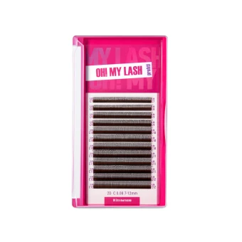 Ресницы черные OH! MY LASH в пучках одинарные 2D - 12 линий - MIX L 0.10 7-12мм