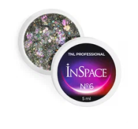 Гель для дизайна TNL InSpace, светоотражающий с голографическим глиттером №06 - галактический розовы