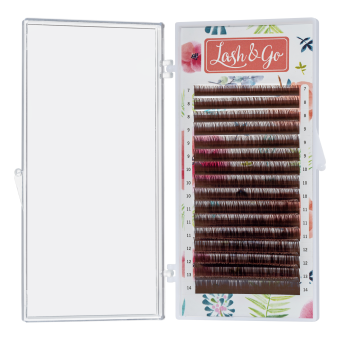 Коричневые ресницы Lash&Go микс 0,10/D/7-14 mm "Латте" (16 линий)