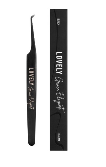 Пинцет для наращивания ресниц Lovely NanoFiber, серия Grace Elegante Black, тип L 5 мм