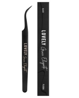 Пинцет для наращивания ресниц Lovely NanoFiber, серия Grace Elegante Black, тип Изогнутый