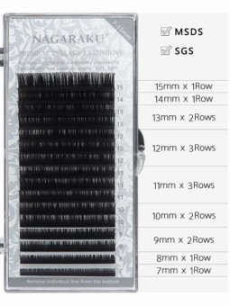 Ресницы Nagaraku черные, миксы 0.07, D, 7-15mm, 16 линий