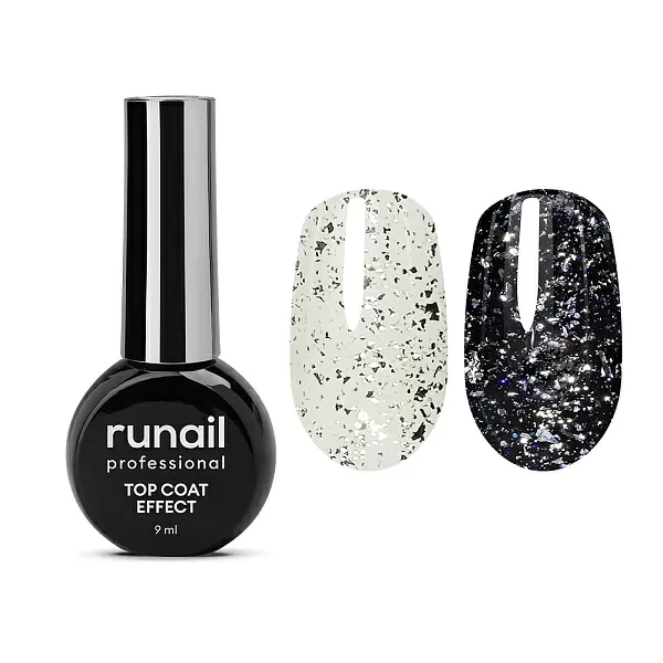 Глянцевый топ Top Сoat EFFECT SILVER POTAL, 9 мл №9908 ruNail