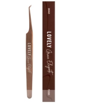 Пинцет для наращивания ресниц Lovely NanoFiber, серия Grace Elegante Bronze, тип L 5 мм