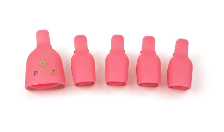 Многоразовые зажимы для снятия гель-лака для педикюра POLE (5 шт./уп.) розовые