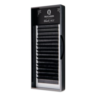 Ресницы OkoLashes серии BLACK изгиб C MIX 0.12 (8-14мм), 16 линий