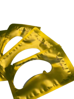 Патчи для наращивания ресниц (золотые) с вырезом, 50 пар