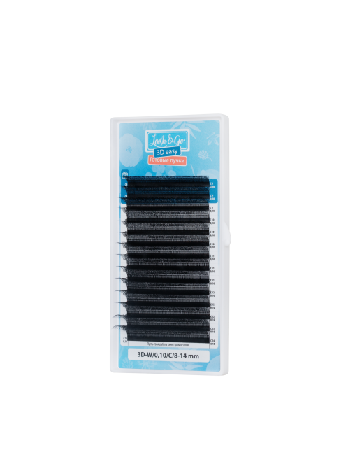 Черные ресницы Lash&Go микс готовые пучки W 3D 0.10/C/8-14 mm 14 линий