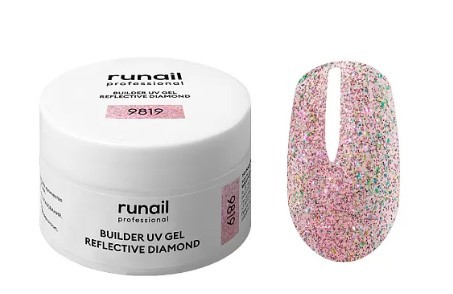 Моделирующий УФ-гель светоотражающий BUILDER UV GEL REFLECTIVE DIAMOND, 15г №9819, ruNail Моделирующий УФ-гель светоотражающий BUILDER UV GEL REFLECTIVE DIAMOND, 15г №9819, ruNail