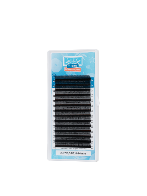 Черные ресницы Lash&Go микс готовые пучки Y 2D 0.10/M/8-14 mm 14 линий