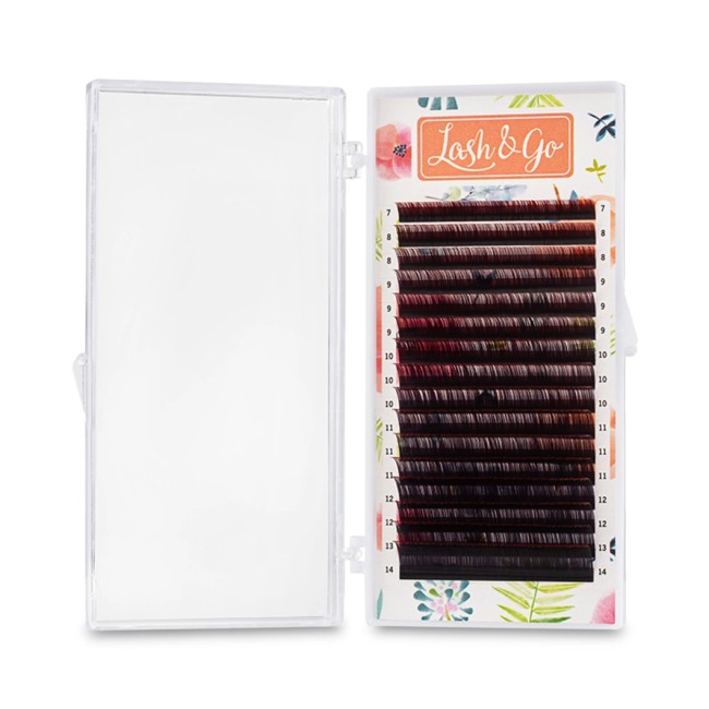 Омбре ресницы Lash&Go микс 0,07/C/7-14 mm "Красный" (16 линий)