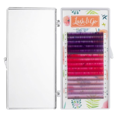 Цветные ресницы Lash&Go микс 0,10/D/9-13 mm "Raspberry" (15 линий)