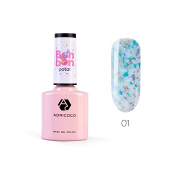 Камуфлирующая база Bonbon Potal №1 с цветной поталью, ADRICOCO, 8 мл Камуфлирующая база Bonbon Potal №1 с цветной поталью, ADRICOCO, 8 мл