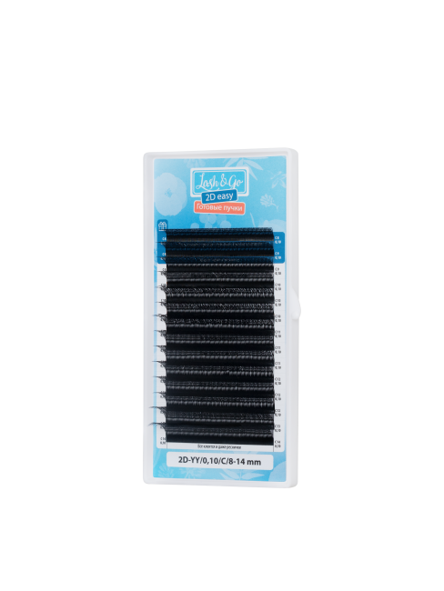 Черные ресницы Lash&Go микс готовые пучки YY 2D 0.10/M/8-14 mm 14 линий